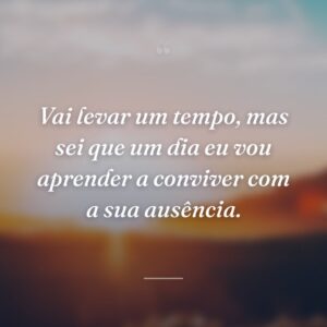 Vai levar um tempo, mas sei que um dia eu vou aprender a conviver com a sua ausência.