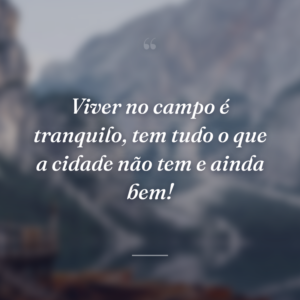 Viver no campo é tranquilo, tem tudo o que a cidade não tem e ainda bem!