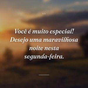 Você é muito especial! Desejo uma maravilhosa noite nesta segunda-feira.