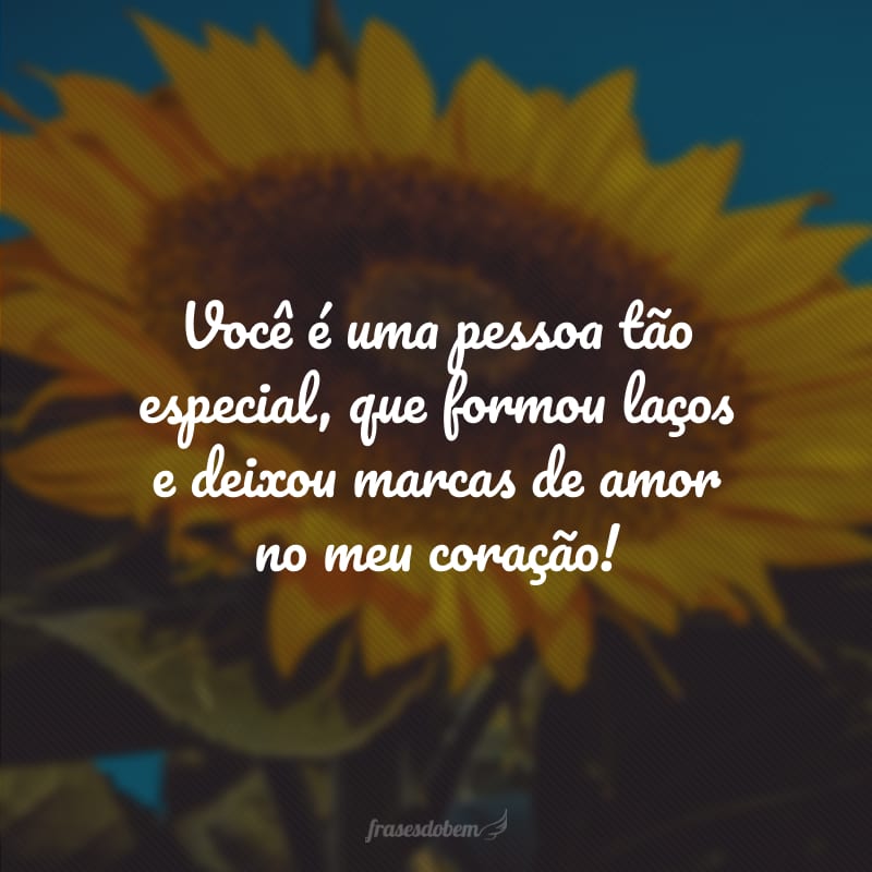 Você é uma pessoa tão especial, que formou laços e deixou marcas de amor no meu coração! 