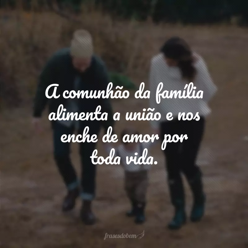 A comunhão da família alimenta a união e nos enche de amor por toda vida.