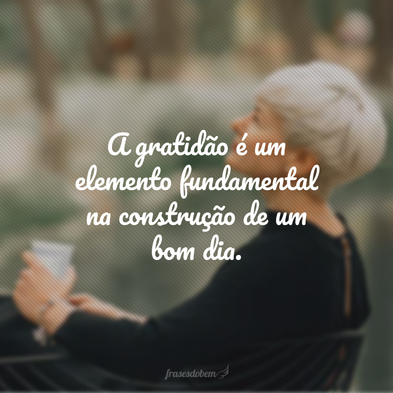 A gratidão é um elemento fundamental na construção de um bom dia. 