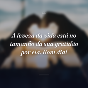 A leveza da vida está no tamanho da sua gratidão por ela. Bom dia!