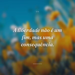 A liberdade não é um fim, mas uma consequência.