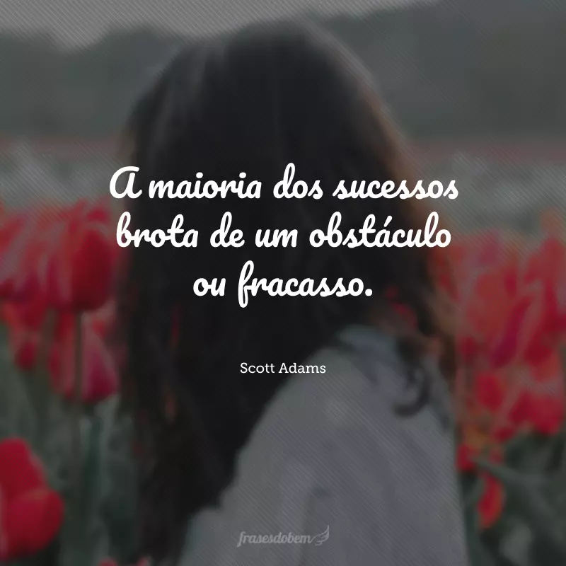 A maioria dos sucessos brota de um obstáculo ou fracasso. 