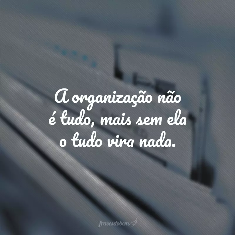 A organização não é tudo, mais sem ela o tudo vira nada.