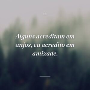Alguns acreditam em anjos, eu acredito em amizade.
