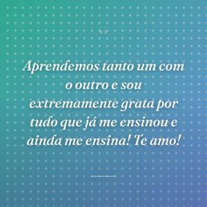 Aprendemos tanto um com o outro e sou extremamente grata por tudo que já me ensinou e ainda me ensina! Te amo!