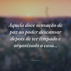 Aquela doce sensação de paz ao poder descansar depois de ter limpado e organizado a casa...