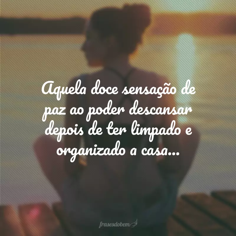 Aquela doce sensação de paz ao poder descansar depois de ter limpado e organizado a casa... 