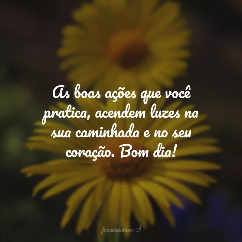 As boas ações que você pratica, acendem luzes na sua caminhada e no seu coração. Bom dia!