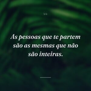 As pessoas que te partem são as mesmas que não são inteiras.