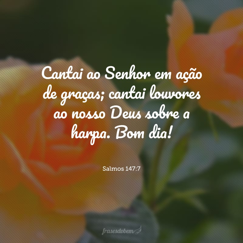 Cantai ao Senhor em ação de graças; cantai louvores ao nosso Deus sobre a harpa. Bom dia!