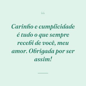 Carinho e cumplicidade é tudo o que sempre recebi de você, meu amor. Obrigada por ser assim!