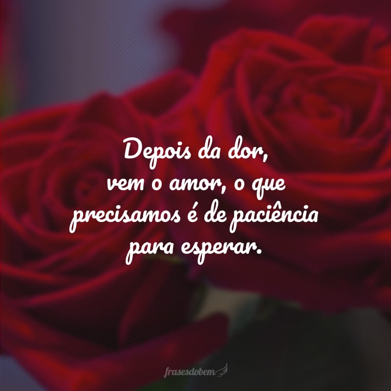 Depois da dor, vem o amor, o que precisamos é de paciência para esperar.