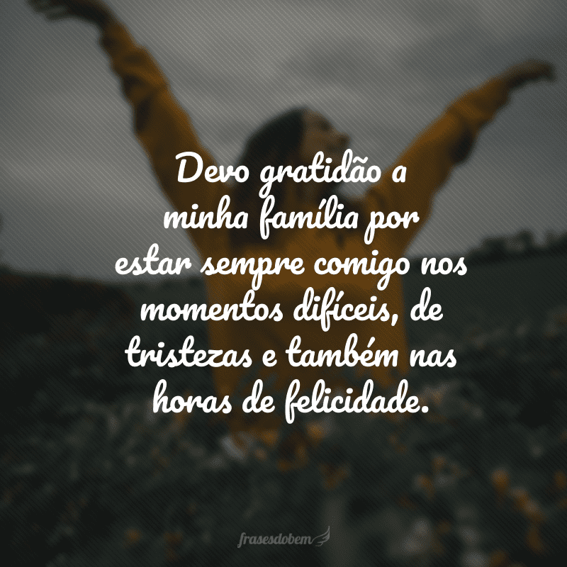 Devo gratidão a minha família por estar sempre comigo nos momentos difíceis, de tristezas e também nas horas de felicidade.