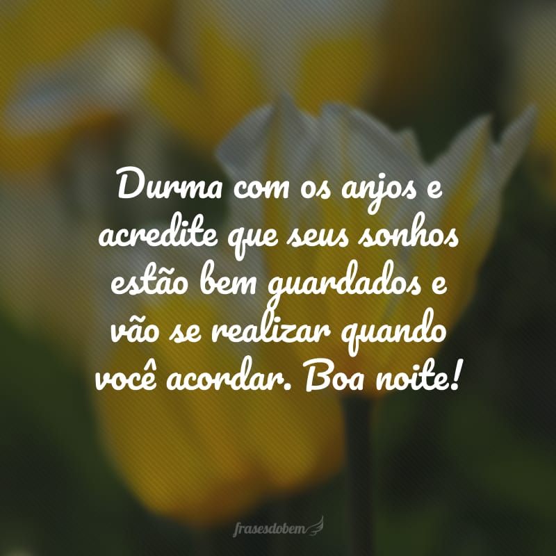 Durma com os anjos e acredite que seus sonhos estão bem guardados e vão se realizar quando você acordar. Boa noite!