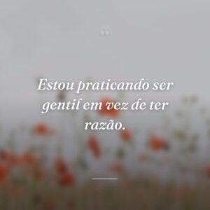 Estou praticando ser gentil em vez de ter razão.