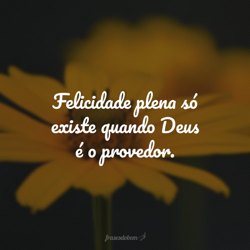 Felicidade plena só existe quando Deus é o provedor.