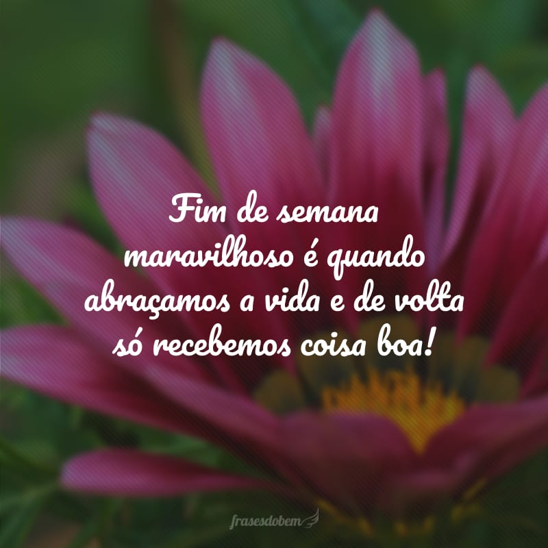 Fim de semana maravilhoso é quando abraçamos a vida e de volta só recebemos coisa boa!