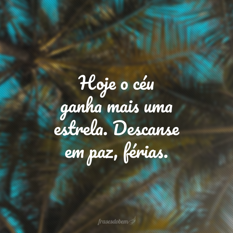 Hoje o céu ganha mais uma estrela. Descanse em paz, férias.