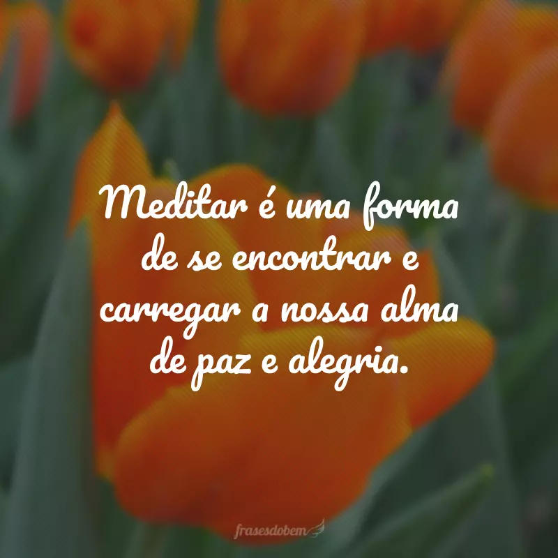 Meditar é uma forma de se encontrar e carregar a nossa alma de paz e alegria.