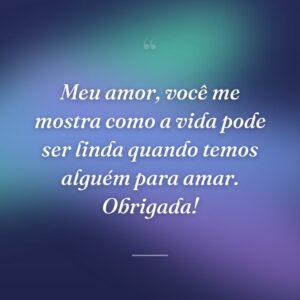 Meu amor, você me mostra como a vida pode ser linda quando temos alguém para amar. Obrigada!