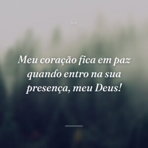 Meu coração fica em paz quando entro na sua presença, meu Deus!