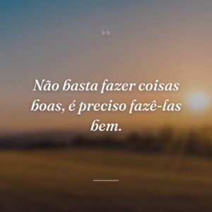 Não basta fazer coisas boas, é preciso fazê-las bem.