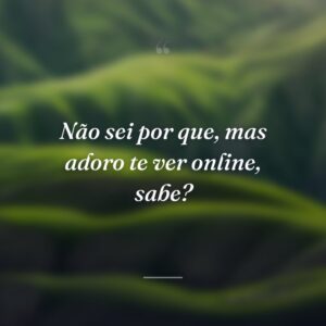 Não sei por que, mas adoro te ver online, sabe?