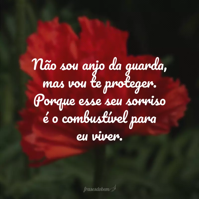 Não sou anjo da guarda, mas vou te proteger. Porque esse seu sorriso é o combustível para eu viver.