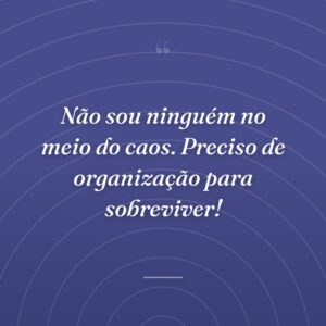 Não sou ninguém no meio do caos. Preciso de organização para sobreviver!