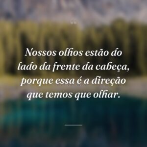 Nossos olhos estão do lado da frente da cabeça, porque essa é a direção que temos que olhar.