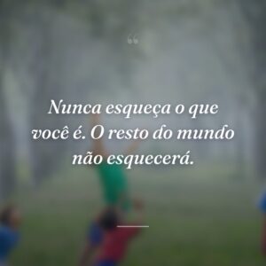 Nunca esqueça o que você é. O resto do mundo não esquecerá.