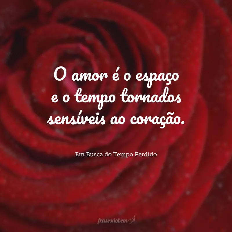 O amor é o espaço e o tempo tornados sensíveis ao coração.