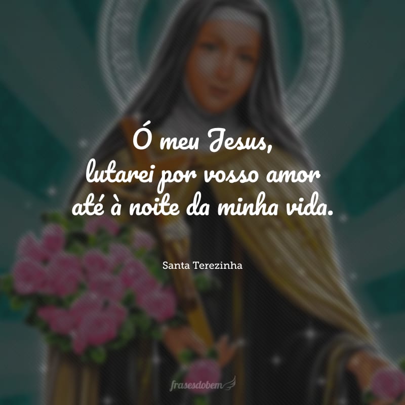 Ó meu Jesus, lutarei por vosso amor até à noite da minha vida.