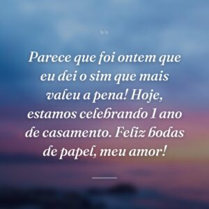 Parece que foi ontem que eu dei o sim que mais valeu a pena! Hoje, estamos celebrando 1 ano de casamento. Feliz bodas de papel, meu amor!