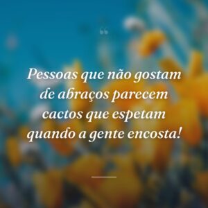 Pessoas que não gostam de abraços parecem cactos que espetam quando a gente encosta!