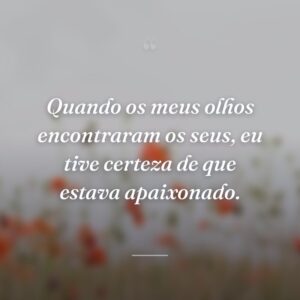 Quando os meus olhos encontraram os seus, eu tive certeza de que estava apaixonado.