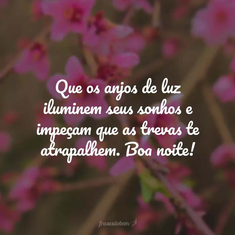 Que os anjos de luz iluminem seus sonhos e impeçam que as trevas te atrapalhem. Boa noite!