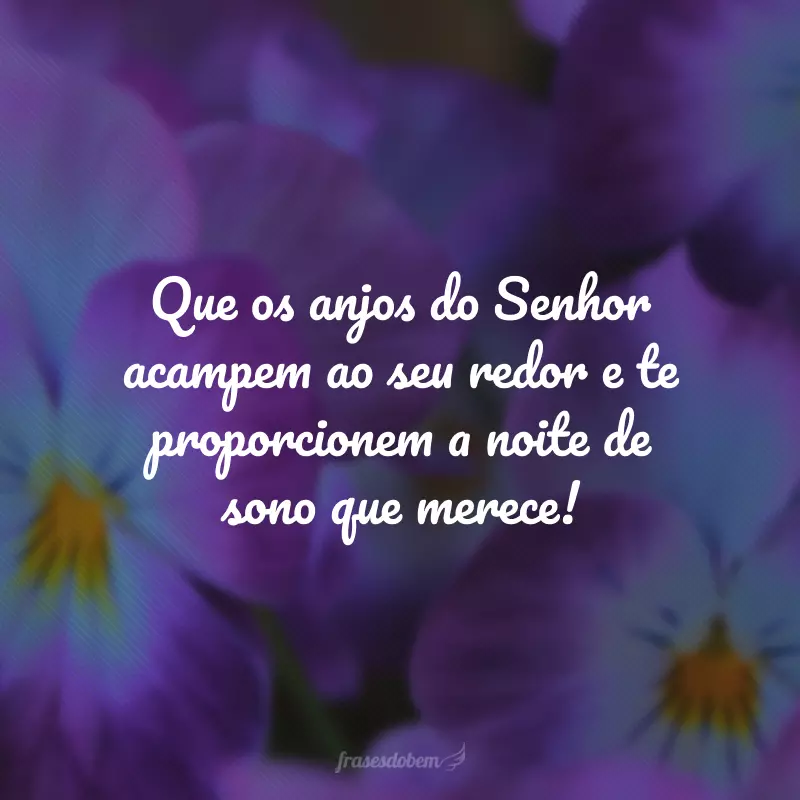 Que os anjos do Senhor acampem ao seu redor e te proporcionem a noite de sono que merece!