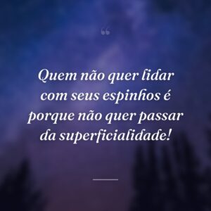 Quem não quer lidar com seus espinhos é porque não quer passar da superficialidade!