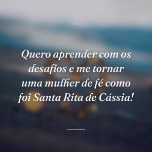 Quero aprender com os desafios e me tornar uma mulher de fé como foi Santa Rita de Cássia!