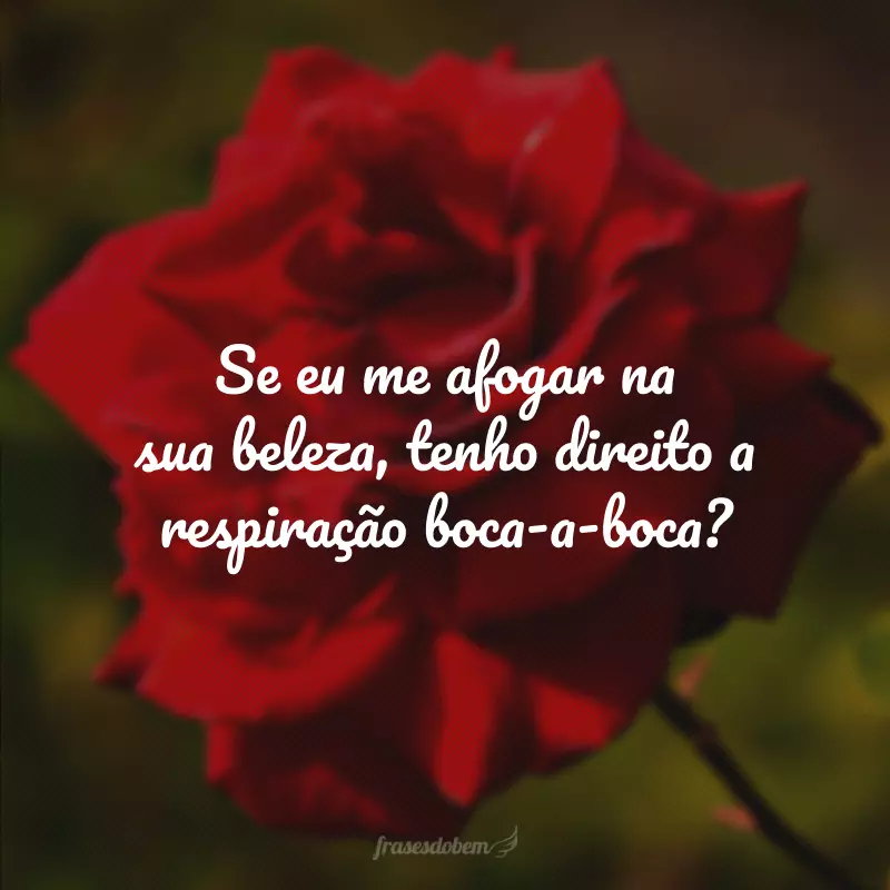 Se eu me afogar na sua beleza, tenho direito a respiração boca a boca?