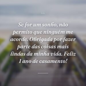 Se for um sonho, não permito que ninguém me acorde. Obrigada por fazer parte das coisas mais lindas da minha vida. Feliz 1 ano de casamento!