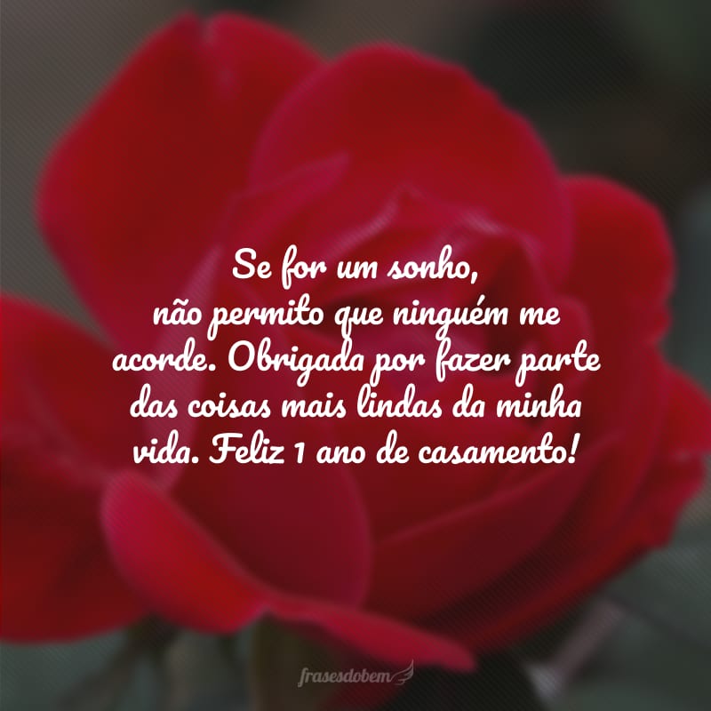 Se for um sonho, não permito que ninguém me acorde. Obrigada por fazer parte das coisas mais lindas da minha vida. Feliz 1 ano de casamento!