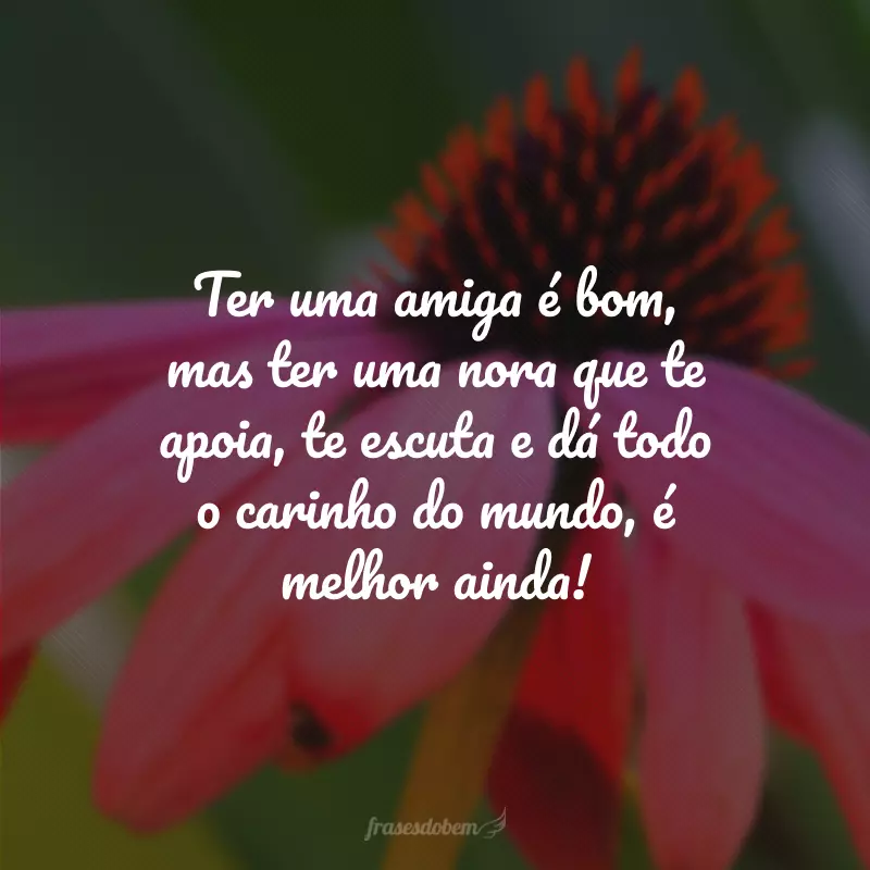 Ter uma amiga é bom, mas ter uma nora que te apoia, te escuta e dá todo o carinho do mundo, é melhor ainda!