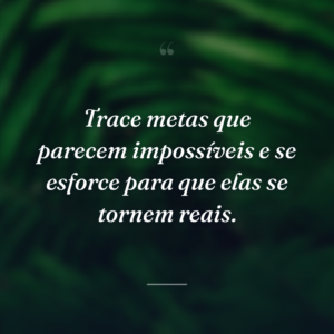 Trace metas que parecem impossíveis e se esforce para que elas se tornem reais.