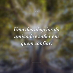 Uma das alegrias da amizade é saber em quem confiar.
