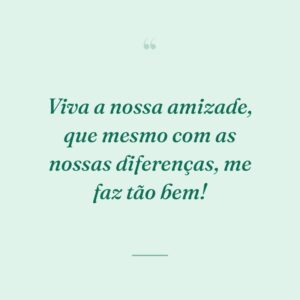 Viva a nossa amizade, que mesmo com as nossas diferenças, me faz tão bem!
